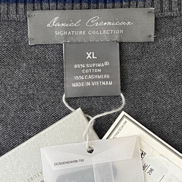 Daniel Cremieux V-Neck Sweater Men's XL Pima Cotton Cashmere Blend Gray NEW - Picture 9 of 15